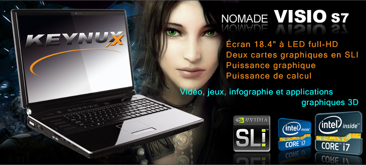 Clevo P180HM - Keynux Visio S7, Intel Core i7, 2 disques RAID, directX ou Quadro FX