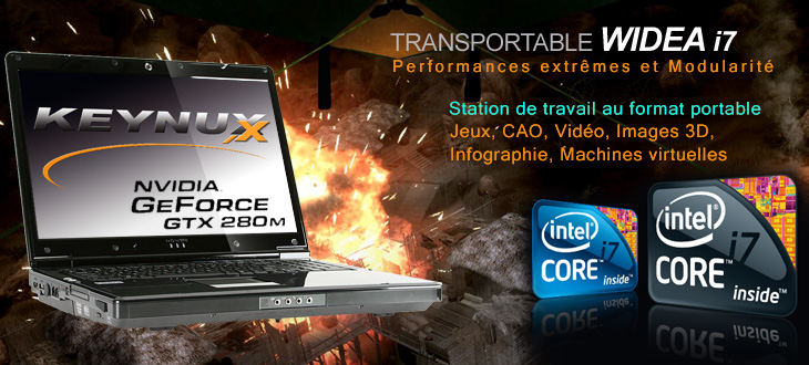 Keynux Widea I7 - Barebone Clevo D900F avec Intel Core i7 et 3 disques durs internes, nVidia GTX 285