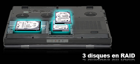 Keynux Widea I7 - Barebone Clevo D900F avec 3 disques durs internes en RAID