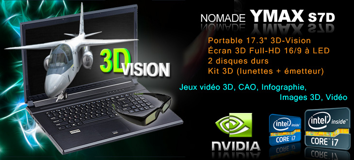 Clevo P170HM3 - Keynux Ymax S7 3D-Vision Intel Core i7, 2 disques RAID, GPU directX 11, GPU Quadro FX