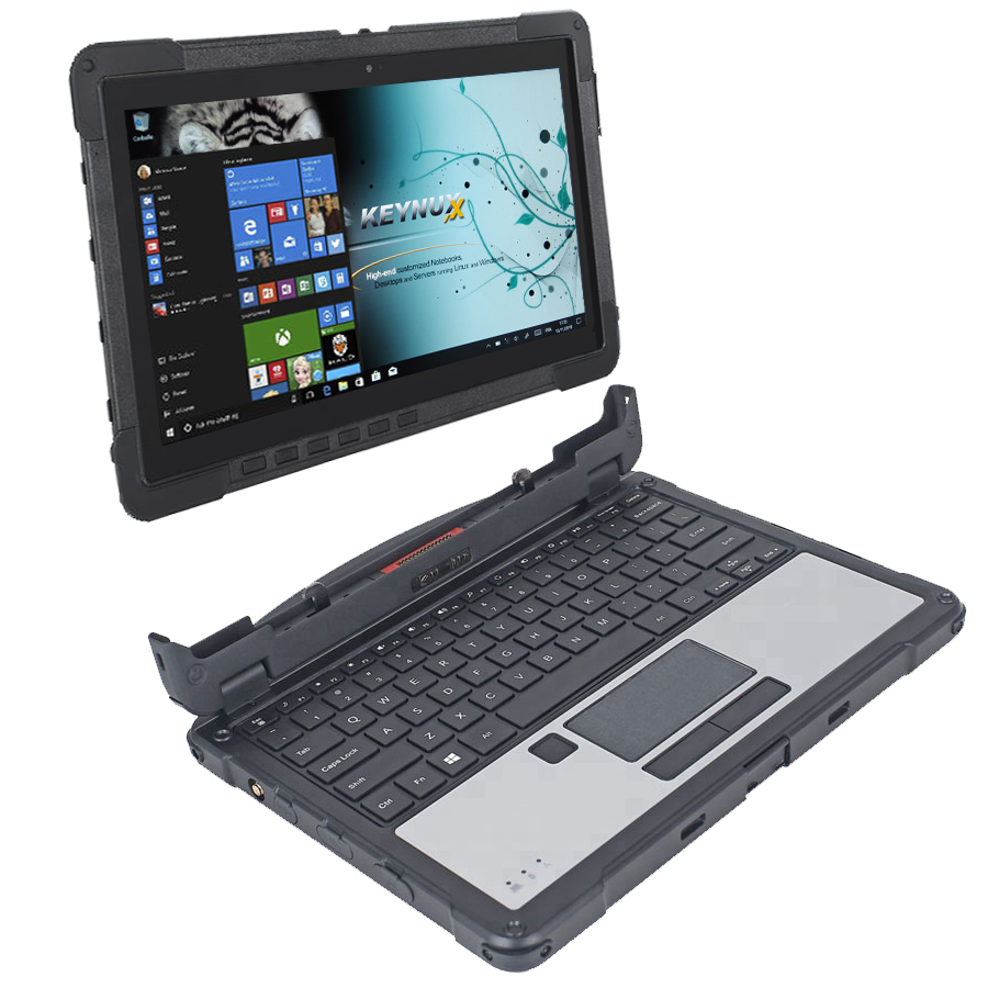 Tablette KX-11X - Tablet-PC 2-en1 tactile durci militarisée IP65 incassable, étanche, très grande autonomie - KX-11X - SANTINEA